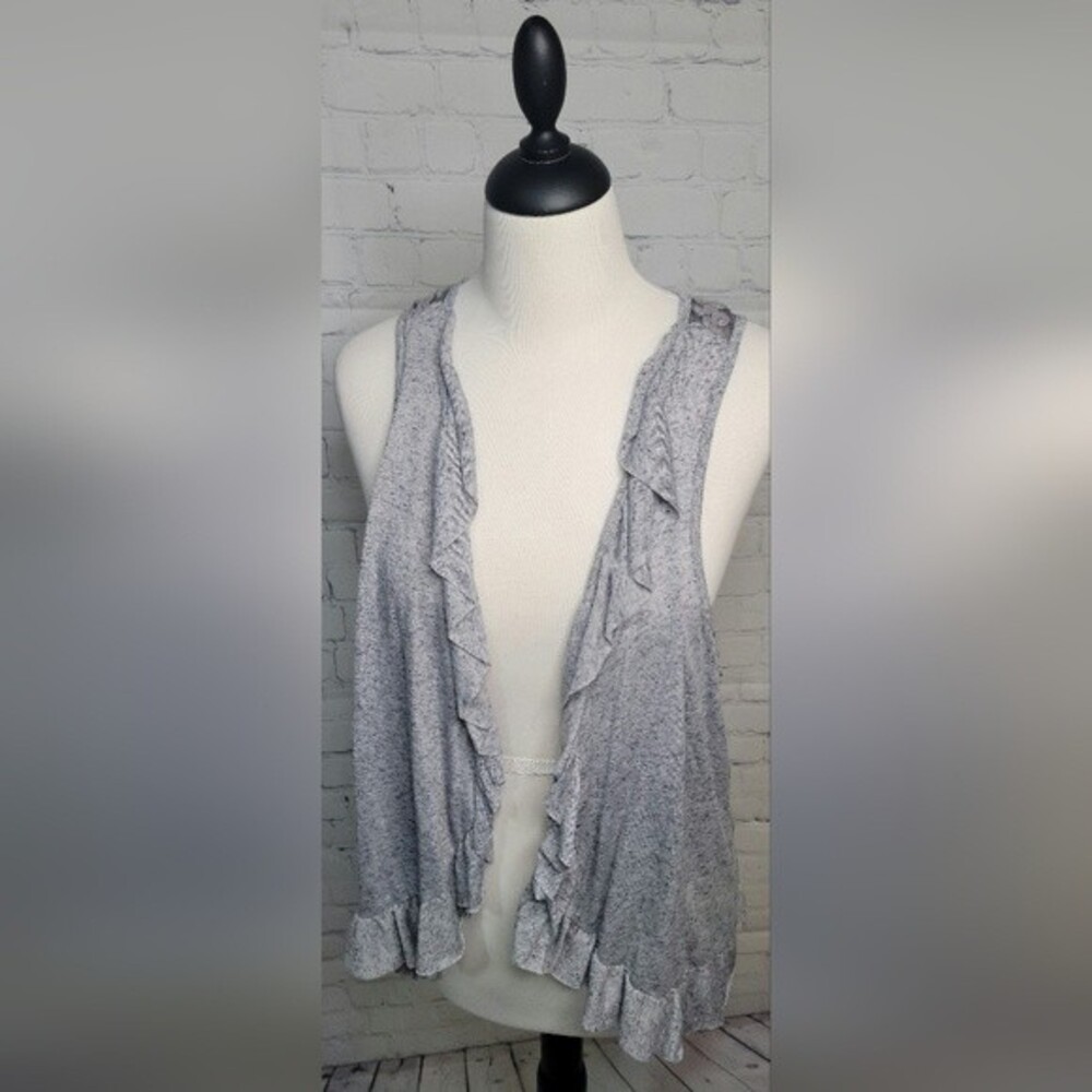 eyeshadow Women Gray Vest Embroidered Sleeveless Cardigan S Lg Lightweight Open